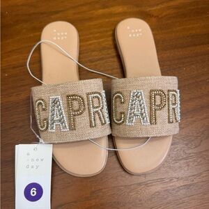 A New Day Capri Beaded Slide Sandals - NWT - 6